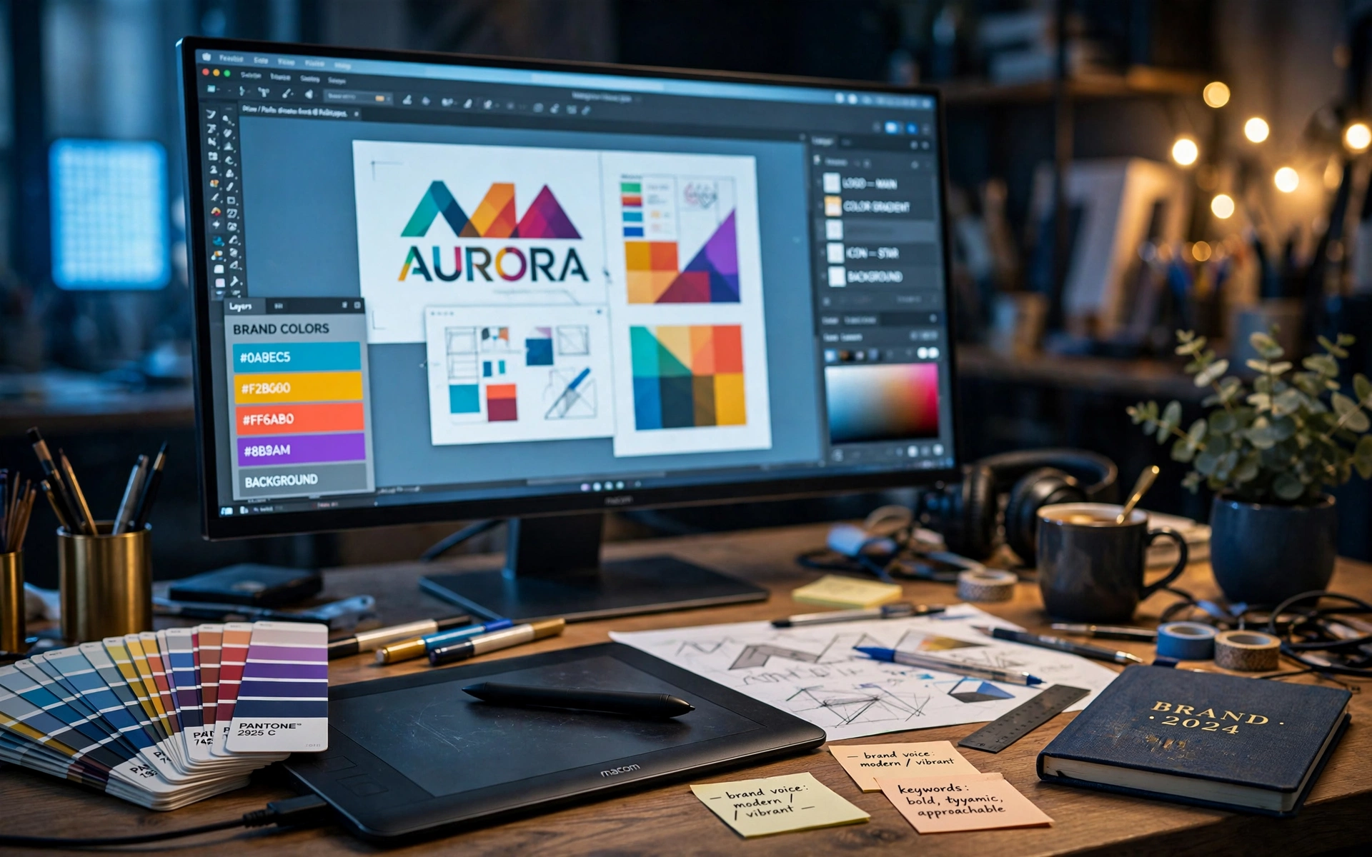Designer creating brand graphics