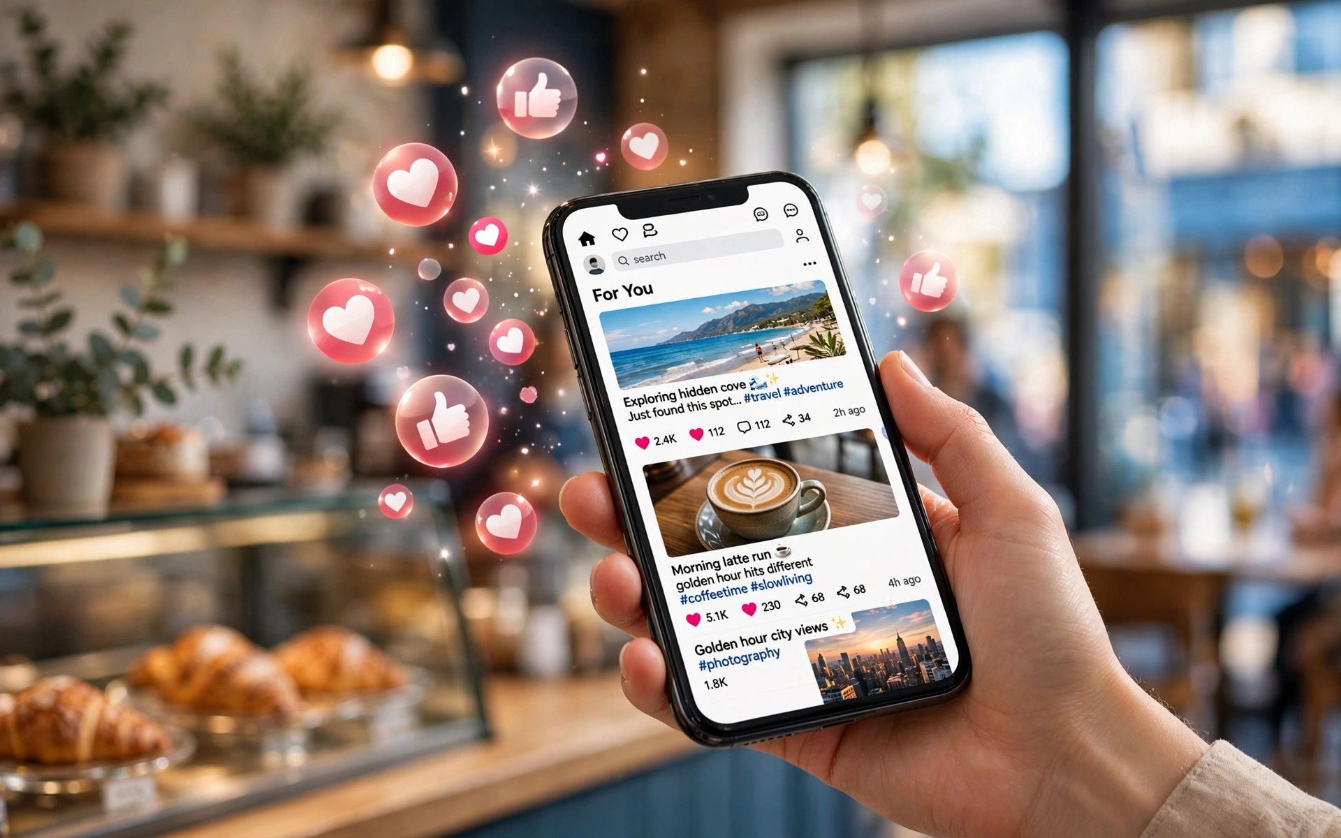 Social media feed on a smartphone