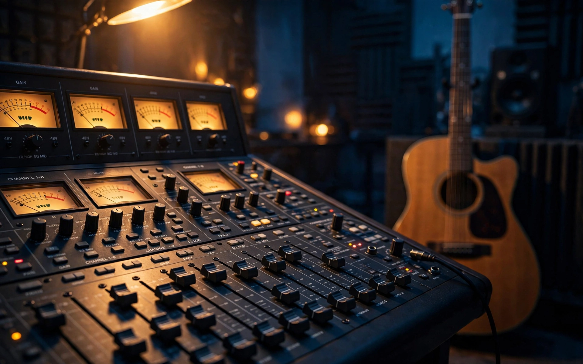 Audio mixer in a recording studio