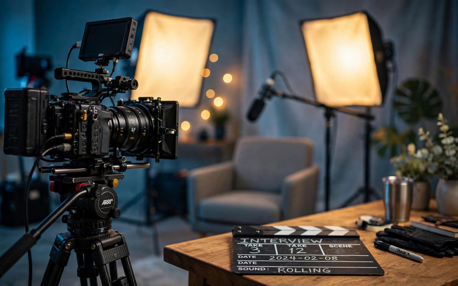 Professional video camera on a production set